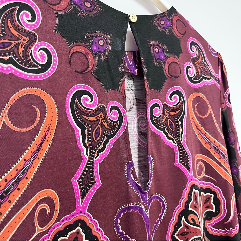 Rachel Zoe x Revolve Silk Magnum Shift Dress in Bordeaux Print Size 6 Keyhole - Picture 5 of 12